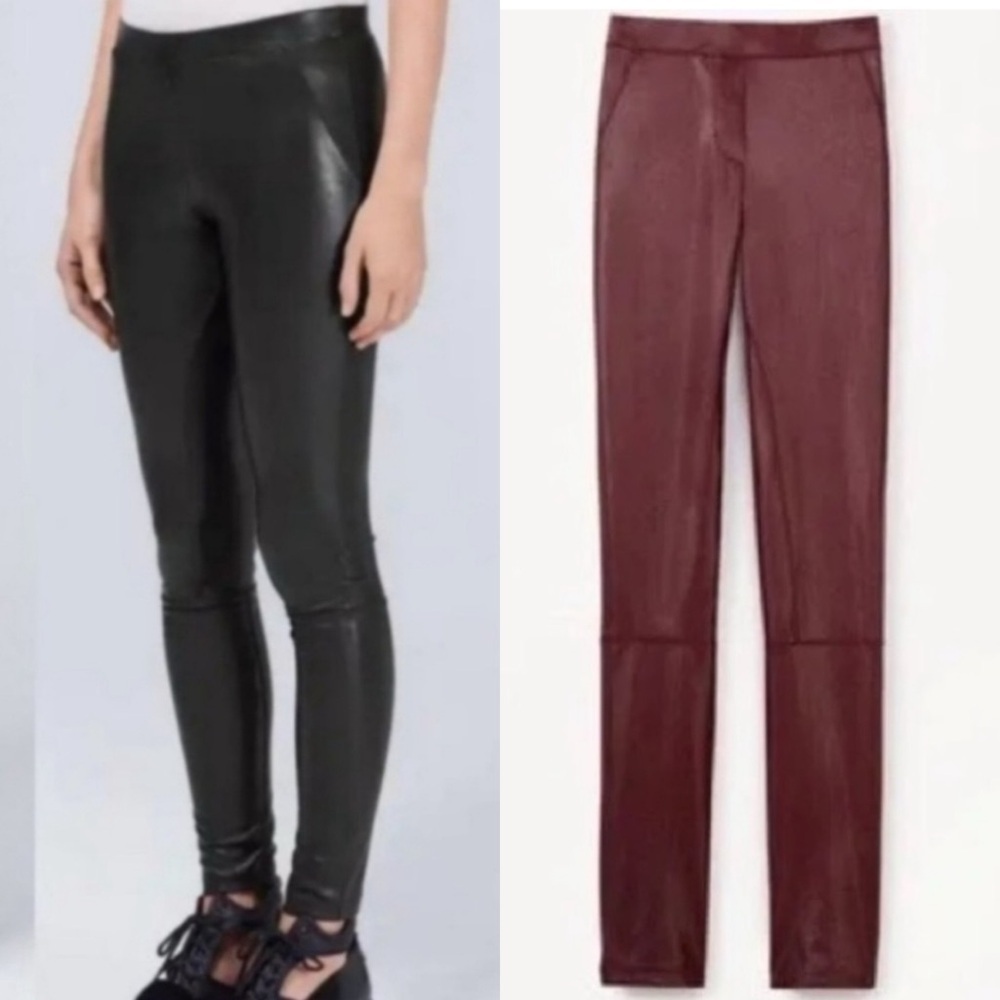 Wilfred Faux Leather Leggings in Burgundy